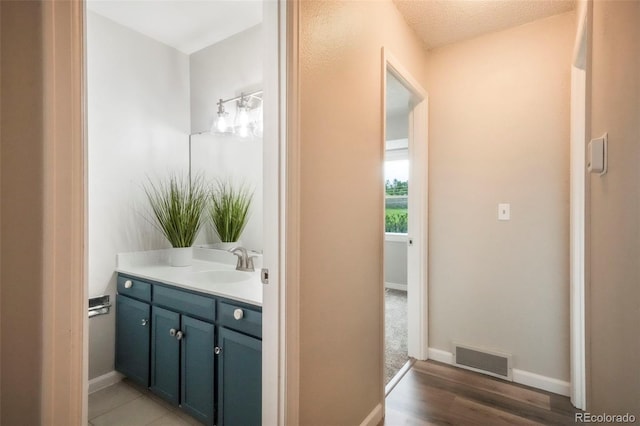 404 Raspberry Ln, Monument, CO 80132 - bathroom with vanity, wood finished floors, and baseboards