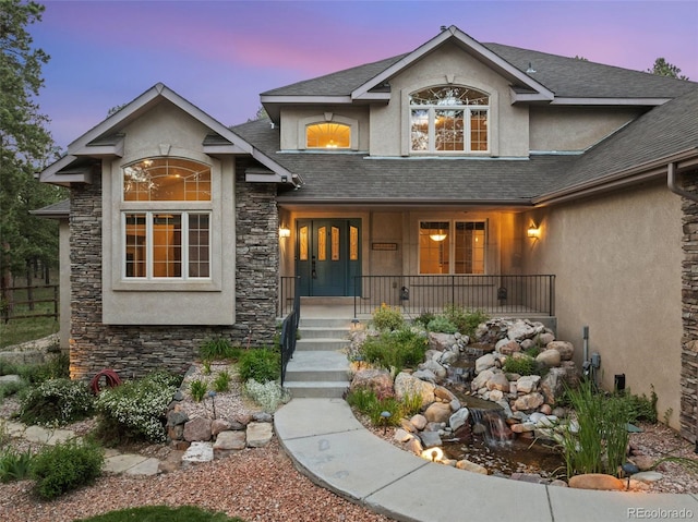 view of front of house featuring covered porch