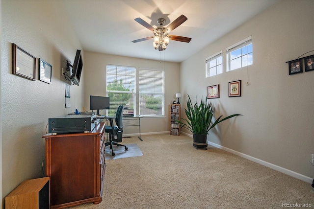12856 King St, Broomfield, CO 80020 - office area featuring ceiling fan and light colored carpet