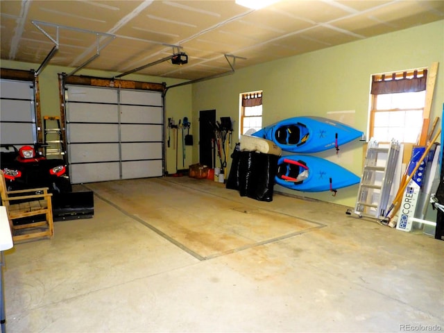 garage with a garage door opener