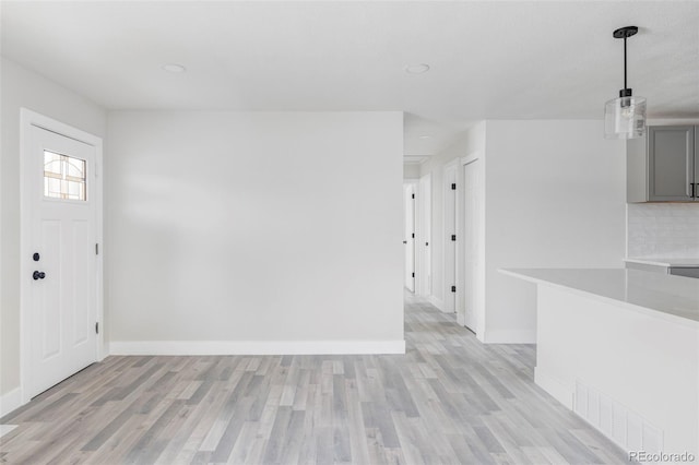 foyer entrance with light hardwood / wood-style flooring