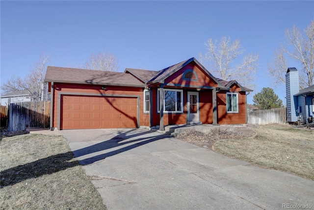 ranch-style home with a garage