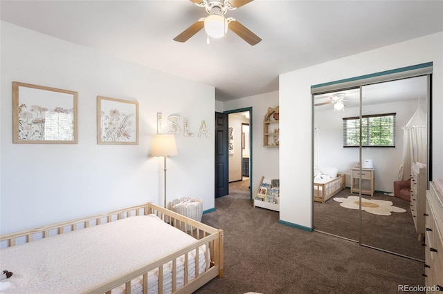 7371 Otis Ct, Arvada, CO 80003 - carpeted bedroom featuring a closet and a ceiling fan