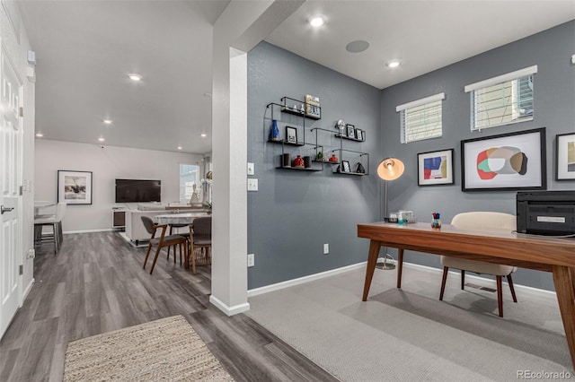 office area featuring hardwood / wood-style floors