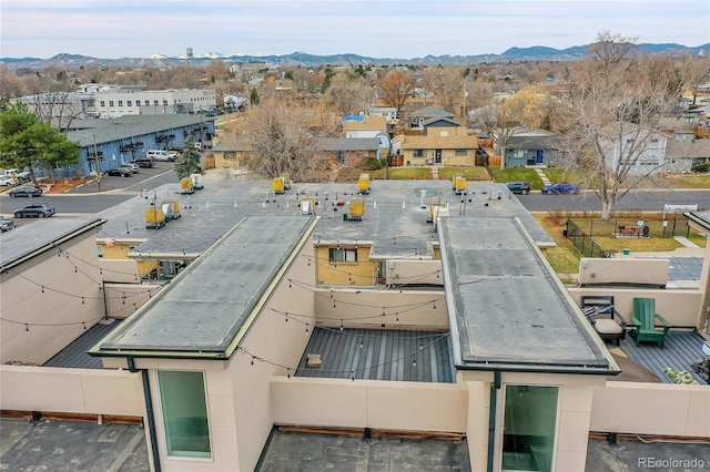 bird's eye view with a mountain view