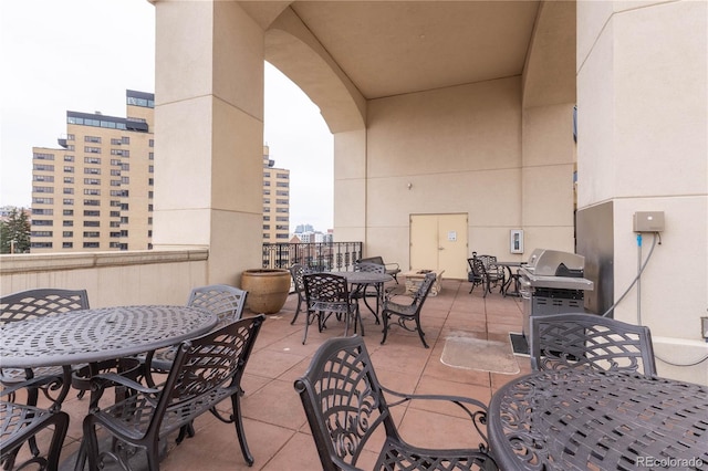 view of patio / terrace featuring outdoor dining area and grilling area