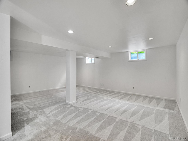 4670 E Euclid Cir, Centennial, CO 80121 - below grade area with light carpet, recessed lighting, and baseboards
