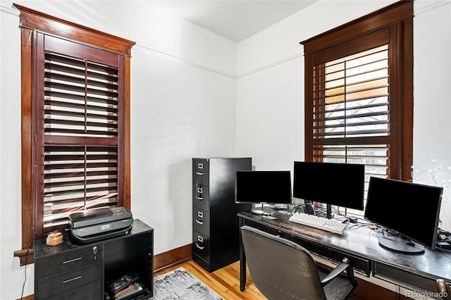 office featuring light hardwood / wood-style flooring