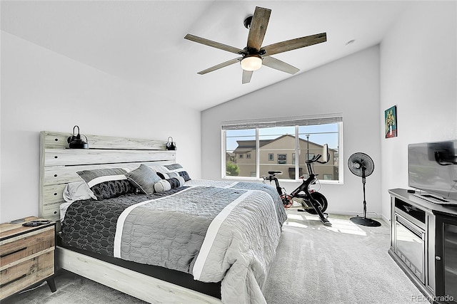 4027 E 98th Pl, Thornton, CO 80229 - carpeted bedroom with vaulted ceiling, a ceiling fan, and baseboards