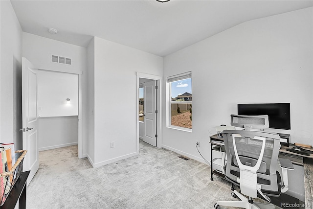 4027 E 98th Pl, Thornton, CO 80229 - office area with baseboards, carpet flooring, and lofted ceiling