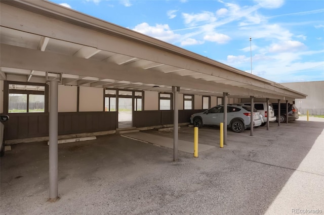 view of covered parking lot
