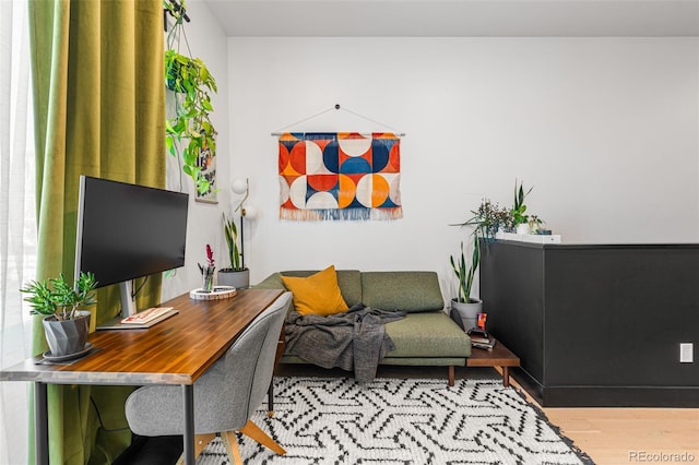 home office featuring light wood-type flooring