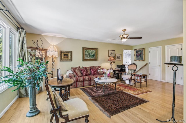 1080 Ithaca Dr, Boulder, CO 80305 - living area featuring wood finished floors and ceiling fan