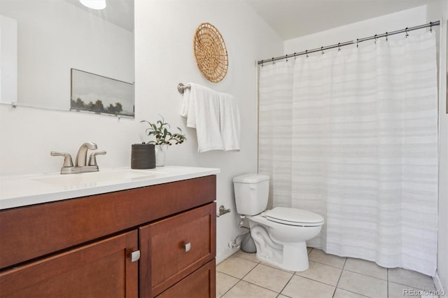 bathroom featuring vanity, toilet, and tile patterned floors