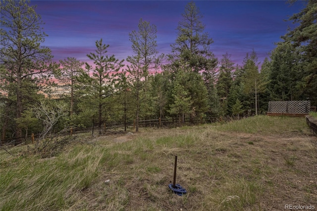 view of yard at dusk