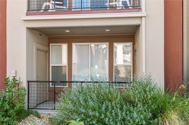 doorway to property with a balcony