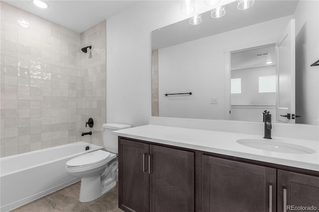 full bathroom featuring toilet, vanity, and shower / bath combination