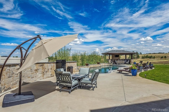 11624 Dunrich Rd, Parker, CO 80138 - view of patio with a gazebo, an outdoor kitchen, and an outdoor pool