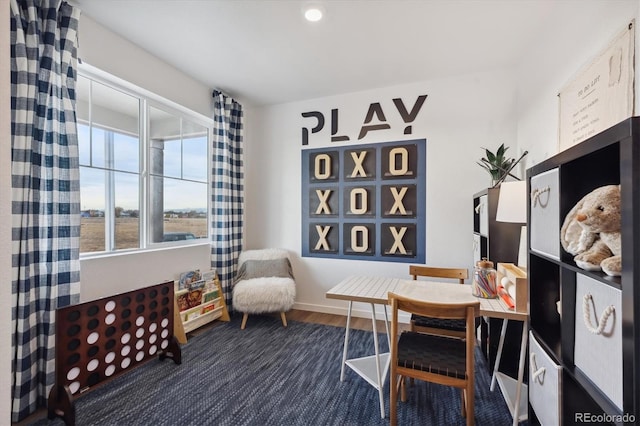 living area with dark hardwood / wood-style floors