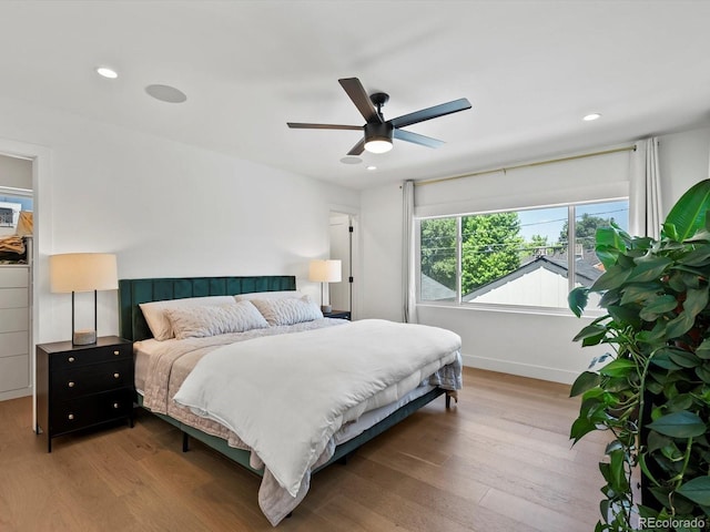 1612 Wolff St, Denver, CO 80204 - bedroom with wood finished floors, recessed lighting, and ceiling fan