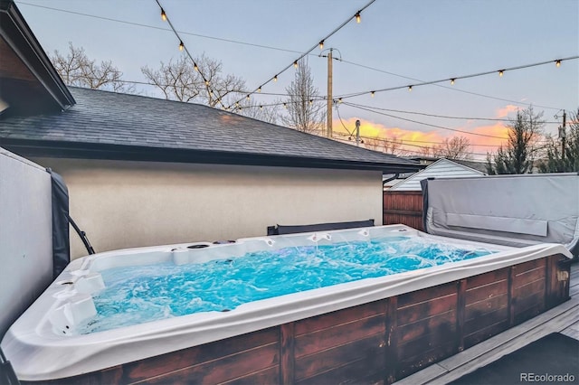 2600 S Adams St, Denver, CO 80210 - pool at dusk with a hot tub