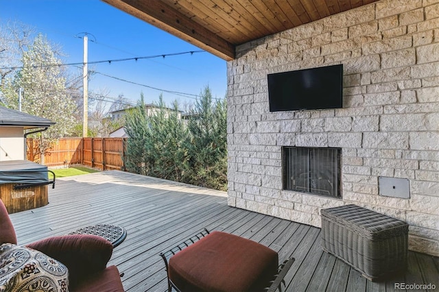 2600 S Adams St, Denver, CO 80210 - wooden terrace with a fenced backyard and a hot tub