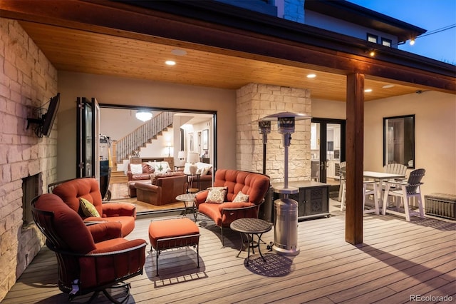 2600 S Adams St, Denver, CO 80210 - deck featuring an outdoor hangout area, outdoor dining area, and stairs