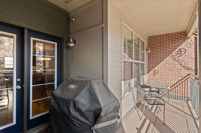 balcony featuring area for grilling