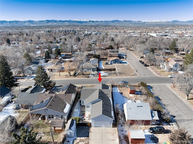 aerial view featuring a mountain view