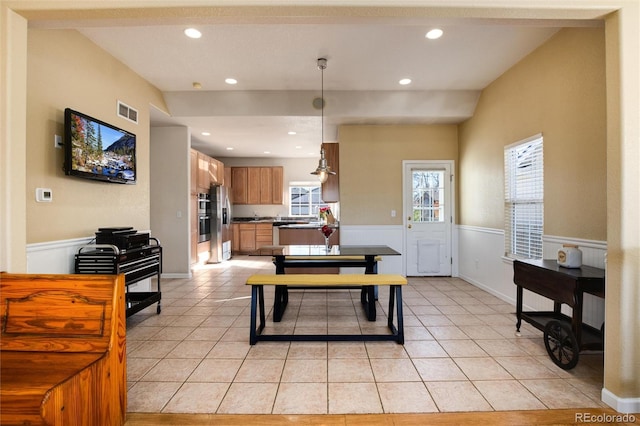 view of tiled dining area