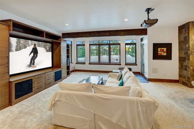 view of carpeted cinema room