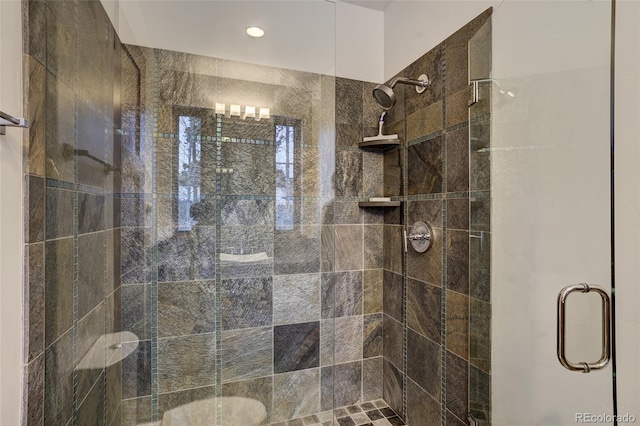 bathroom featuring walk in shower