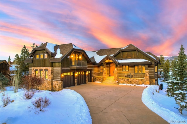 view of front of property with a garage