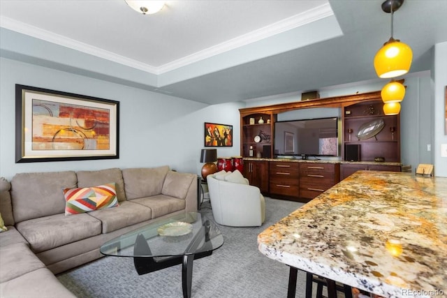 4236 Frederick Cir, Longmont, CO 80503 - carpeted living room with crown molding