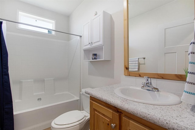 62069 Jade Rd, Montrose, CO 81401 - bathroom featuring vanity, shower / tub combo, and toilet