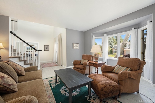 living room featuring light hardwood / wood-style flooring