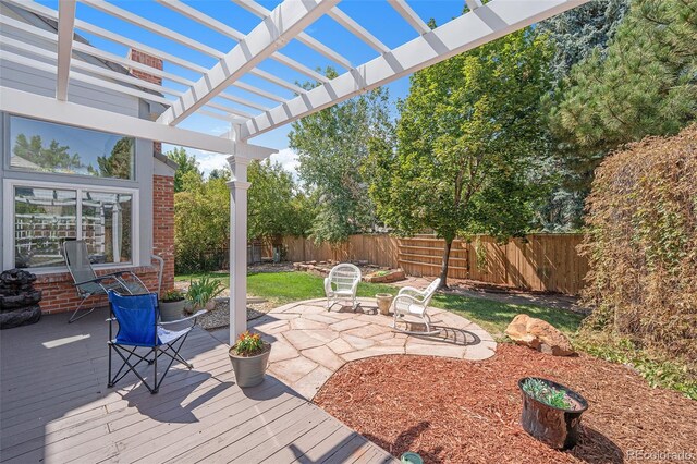 exterior space with a pergola