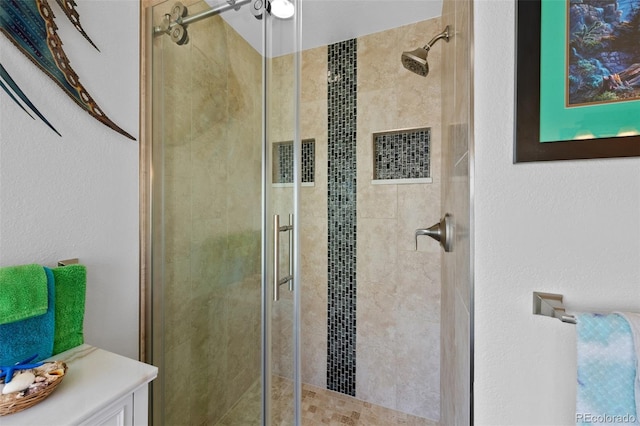 8441 Urban Ct, Arvada, CO 80005 - bathroom featuring visible vents and a stall shower