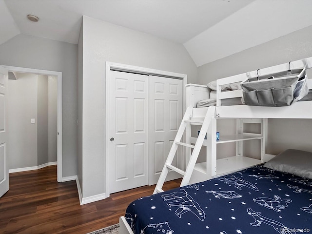 3043 W 109th Pl, Westminster, CO 80031 - bedroom with lofted ceiling, wood finished floors, and a closet