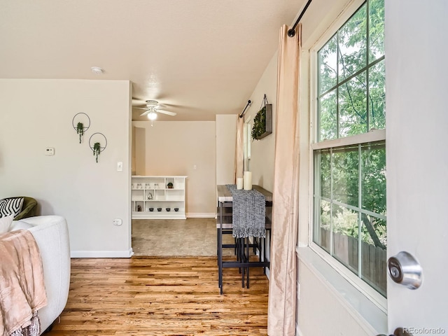 3304 W 3rd Ave, Denver, CO 80219 - kitchen featuring a ceiling fan and light wood-style floors