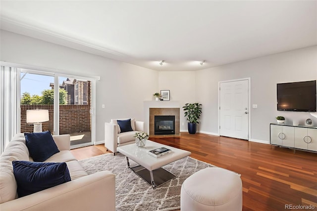 875 E 78th Ave Unit 9-2, Denver, CO 80229 - living room with wood finished floors and a tiled fireplace