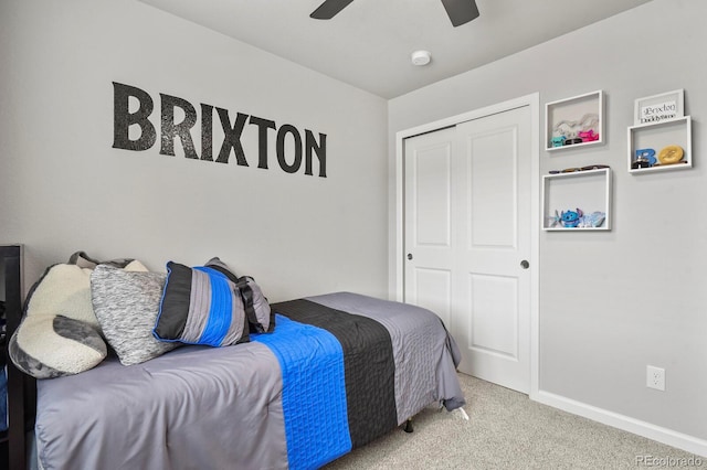 8765 Laurel Mountain Vw, Colorado Springs, CO 80924 - carpeted bedroom featuring a ceiling fan and a closet
