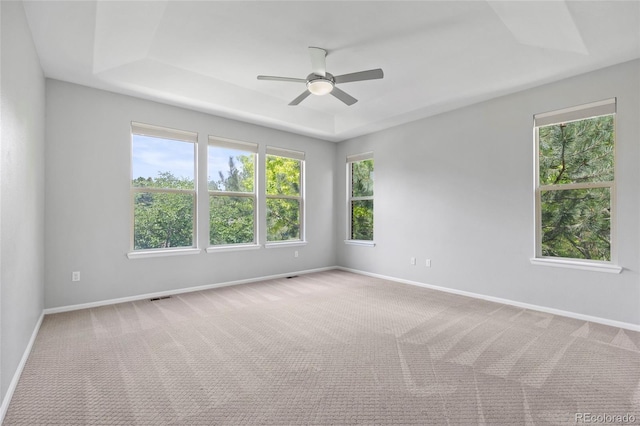 8987 E Otero Pl, Centennial, CO 80112 - spare room featuring plenty of natural light, a ceiling fan, and a raised ceiling