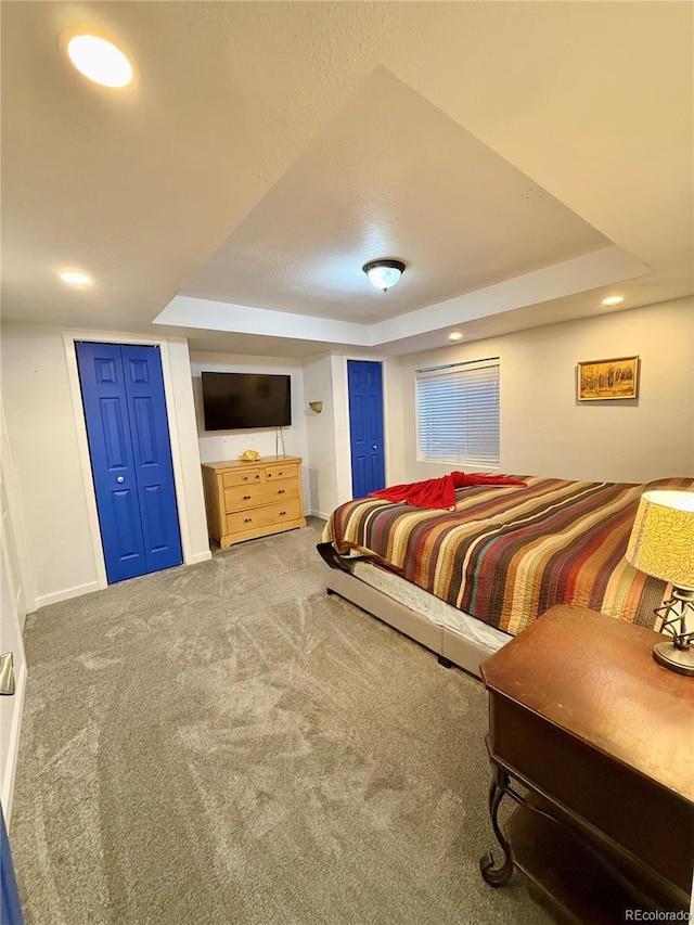 16063 E 106th Ct, Commerce City, CO 80022 - bedroom with a raised ceiling, carpet, recessed lighting, and baseboards