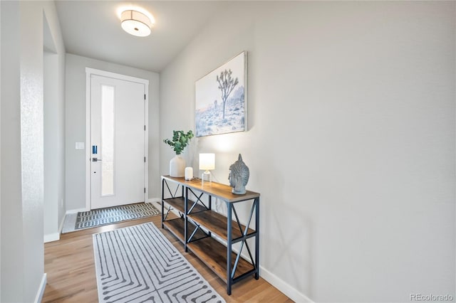 foyer entrance featuring light wood-type flooring