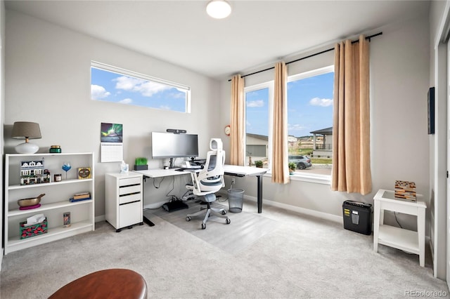 carpeted office featuring a wealth of natural light