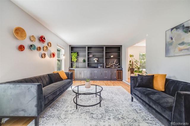 living room with light wood finished floors