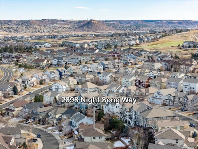 drone / aerial view with a mountain view