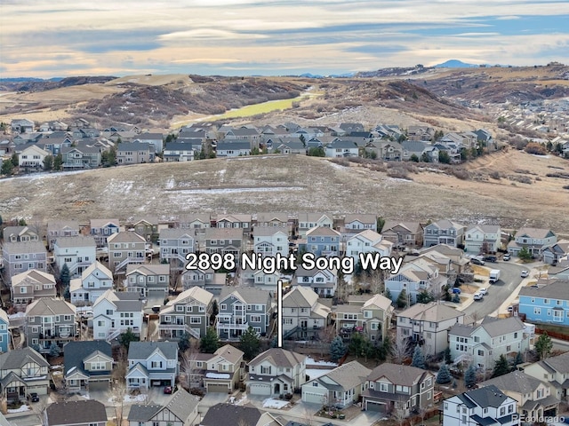 bird's eye view featuring a mountain view