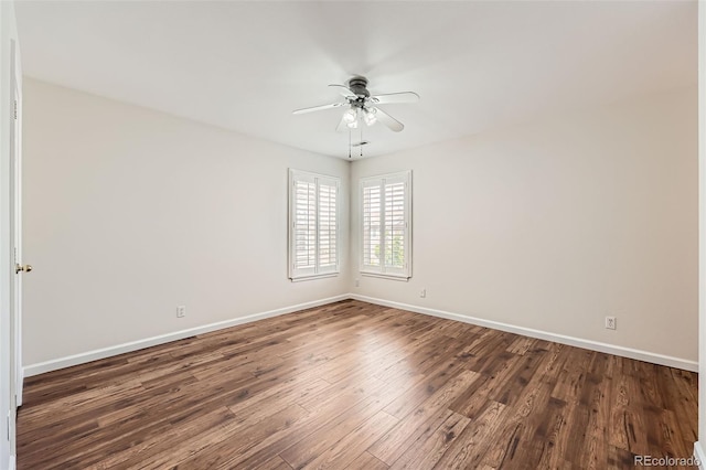 5957 Turnstone Pl, Castle Rock, CO 80104 - spare room with ceiling fan, baseboards, and dark wood-style flooring